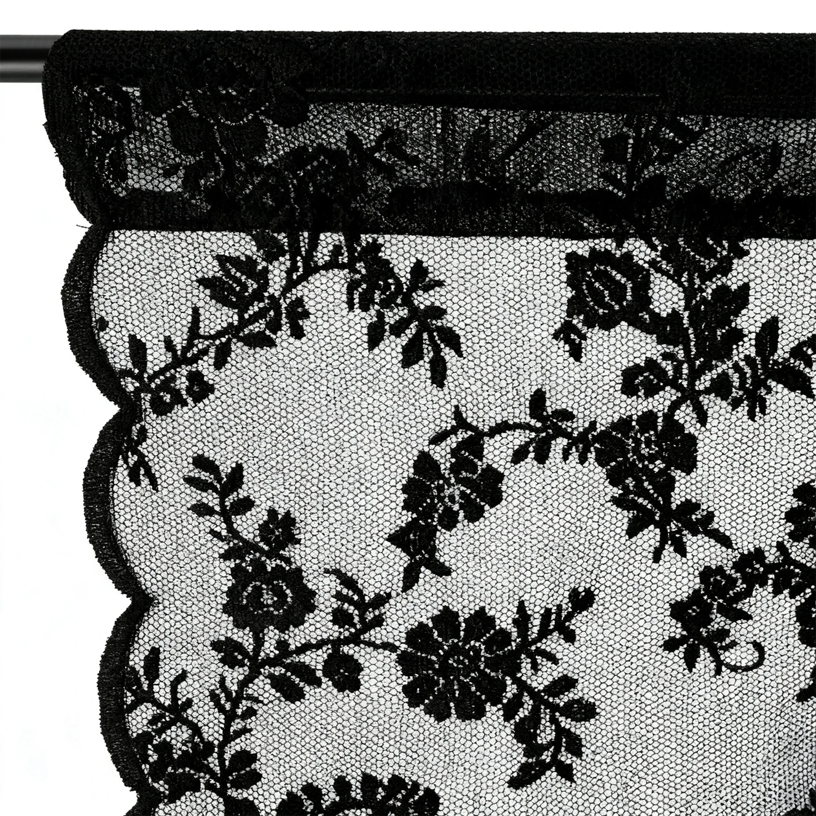 2 Stück Vintage-Blumenstickerei, Spitze, transparenter Vorhang, weiße französische Türvorhänge für Schlafzimmer, Küche, Fenster, feine Vorhänge – Detail 17