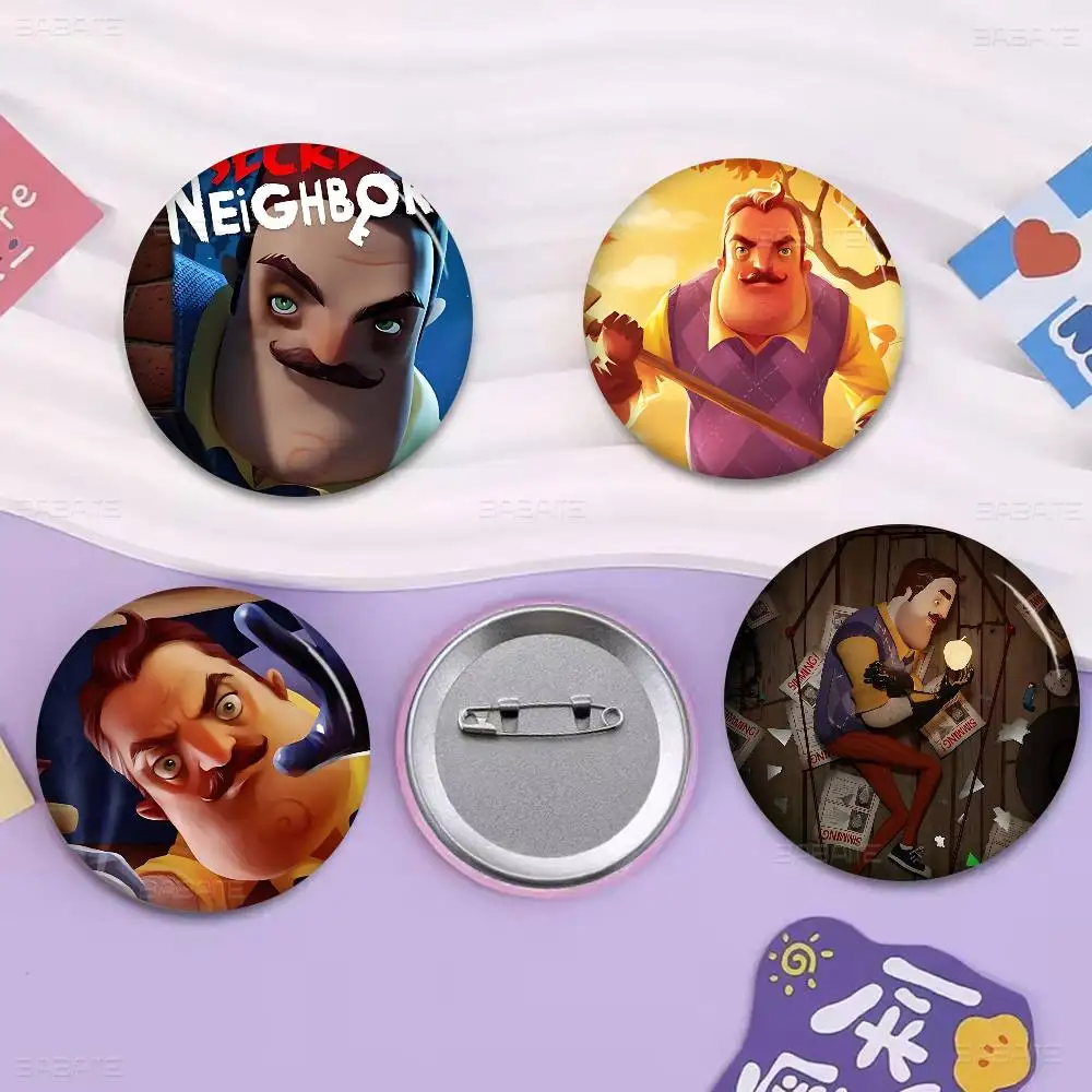 شعبية لعبة الرعب H-Hello N-الجيران 2 الكرتون دبابيس أنيمي شارة مستديرة اليدوية بروش التلبيب دبابيس مجوهرات لحقيبة الظهر