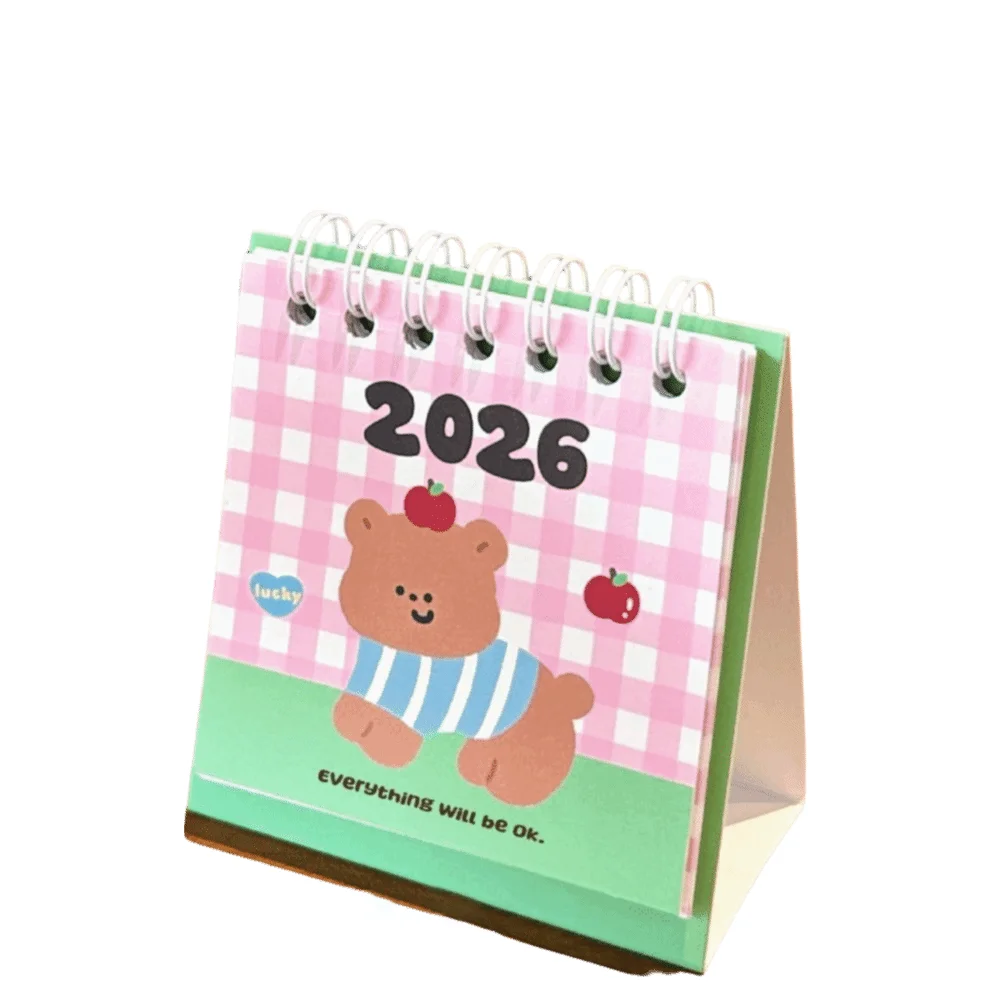 

Cute Mini 2026 Desk Calendar Cartoon Portable Schedule Planner Coil Binding Desktop Calendar Office School Supplies