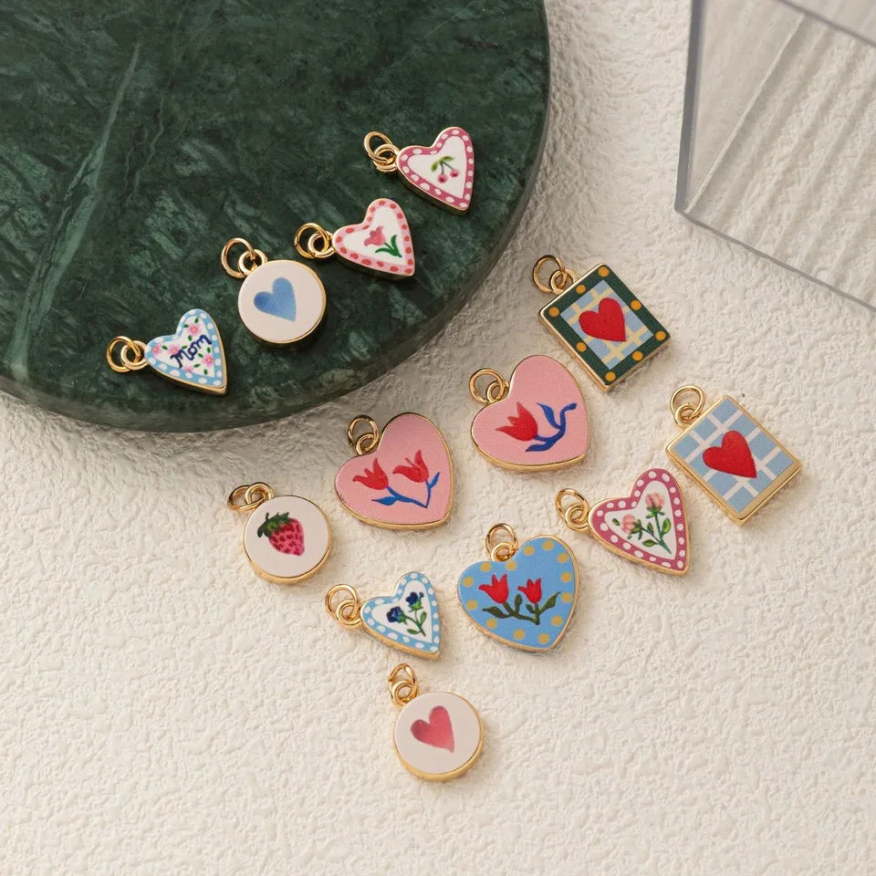 

Позолоченный кулон в форме сердца с цветком, круглый цвет, новый Sle Stberry Blue Faion, ювелирные аксессуары, медный материал