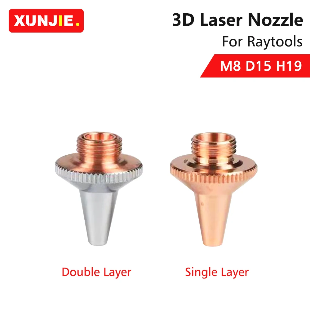 XUNJIE 10Pcs/lot Raytools 3D Laser Nozzle M8 D15 H19 for Raytools 3D Fiber Laser Head BT210S BM111 BM112 BM109 Cutting Nozzles