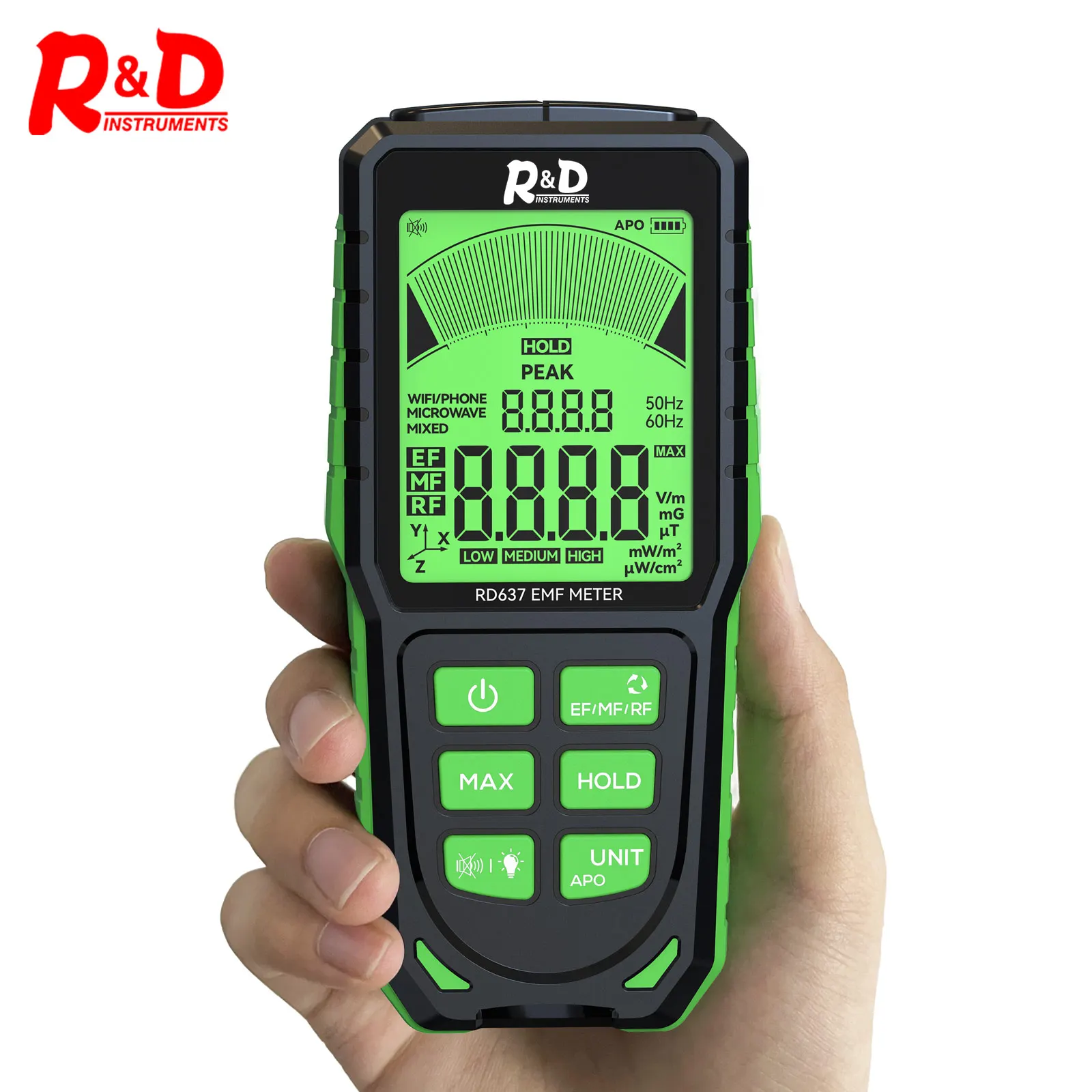 RD637 EMF Detector Professional Electromagnetic Field Radiation Meter Handheld Portable Radio Frequency Tester