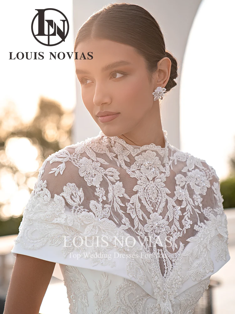 LOUIS NOVIAS vestido De Novia con hombros descubiertos y chaqueta, vestido De Novia Sexy con perlas, apliques De encaje, vestido De Novia De corte a, Vestidos De Novia