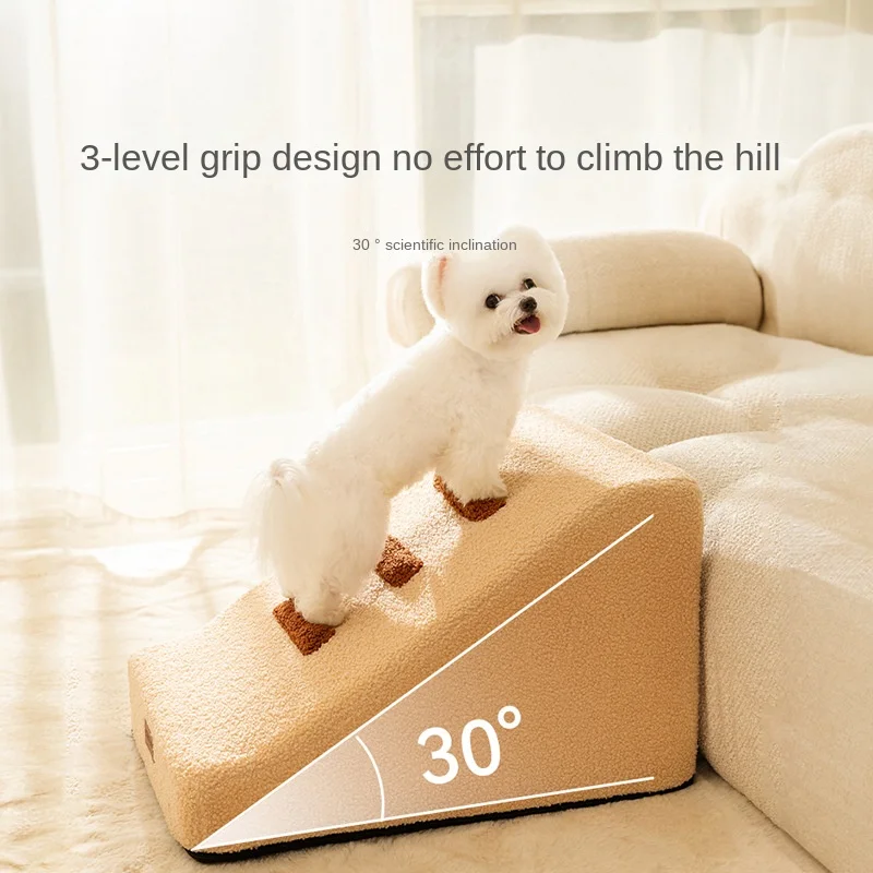 Dog Stairs Ramp Indoor Use Outdoor Sturdy Comfortable Washable Machine Cover Anti Slip High Density Sponge Dog Climbing Ladder