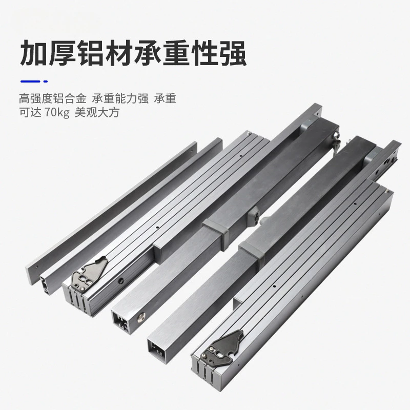 Hidden flat push folding dining table slide rail multi-function gun gray pull telescopic dining table