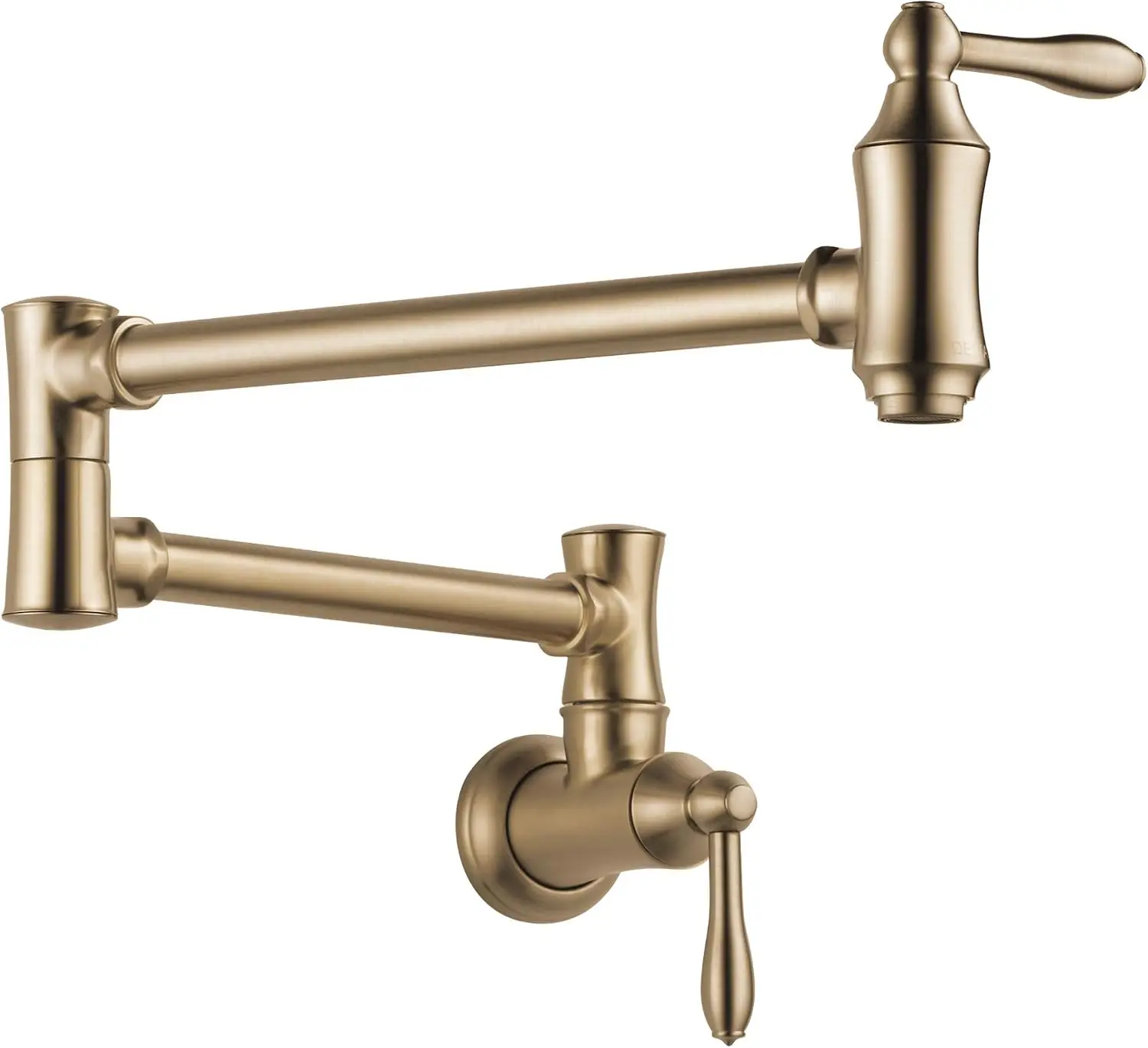 Delta Faucet Traditional Brushed Gold Pot Filler Faucet, Delta Pot Filler Gold, Farmhouse Pot Filler Faucet Wall Mount, Potfiller, Brass Construction, Champagne Bronze 1177LF-CZ