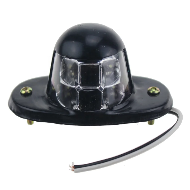 12V/24V High Bright 6 LED White License Light with Chrome Plated Metal Frame for Truck Trailer