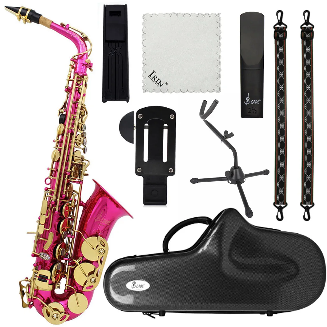 

Rose Red Alto Saxophone E-flat Alto Saxophone Eb Saxophone Brass Material with Strap Cleaning Cloth Bracket Trimmer Accessories