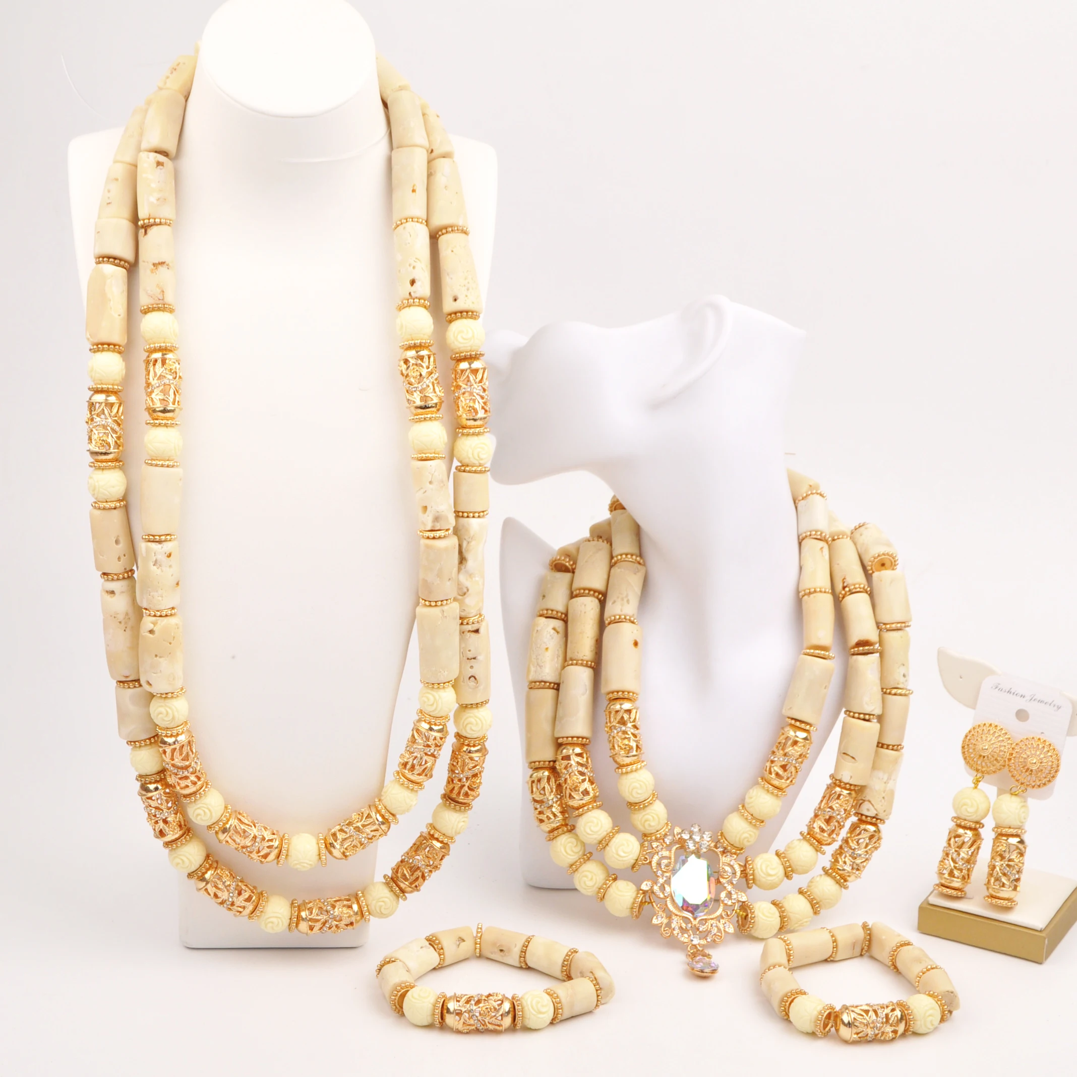 Fashion African Jewelry Set Nigerian Traditional Wedding White Coral Jewelry Set