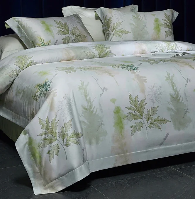 

Атласный комплект из хлопка Tencel из четырех предметов, домашнее двойное пододеяльник, постельное белье