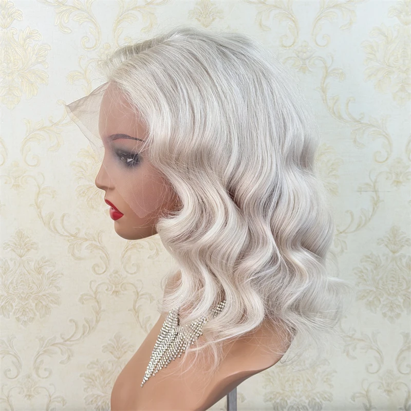 

Белый Блондин Парики Фронта Шнурка 14 дюймов 13x4 HD Прозрачные парики на распродаже Ледяной Снежный Блондин Парик Шнурка Бесклеевые Настоящие Человеческие Волосы