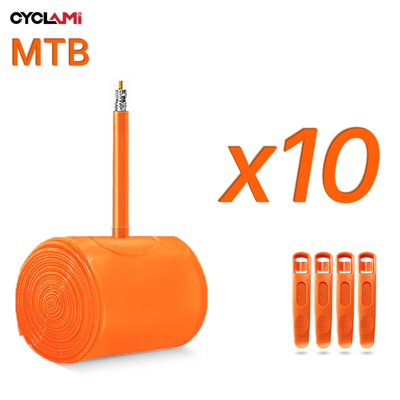

10 PCS TPU Material Ultralight Bike Inner Tube MTB 26 27.5 29 Inches Bicycle Tire 45 65mm French Valve Tyre Repair Tools CYCLAMI