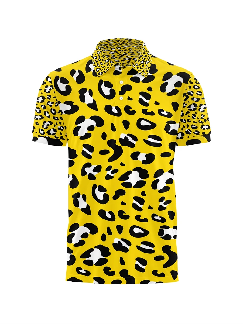 2026 new Full Print Neon Painting Abstract Graphic polo shirt for Men Short Sleeve summer fashion Casual sport wear polo tees