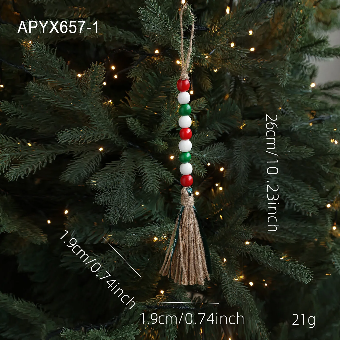 

Christmas Tassel Wood Bead Pendant Christmas Decoration Natural Wood Material Colorful Tassels Easy Hanging Hooks
