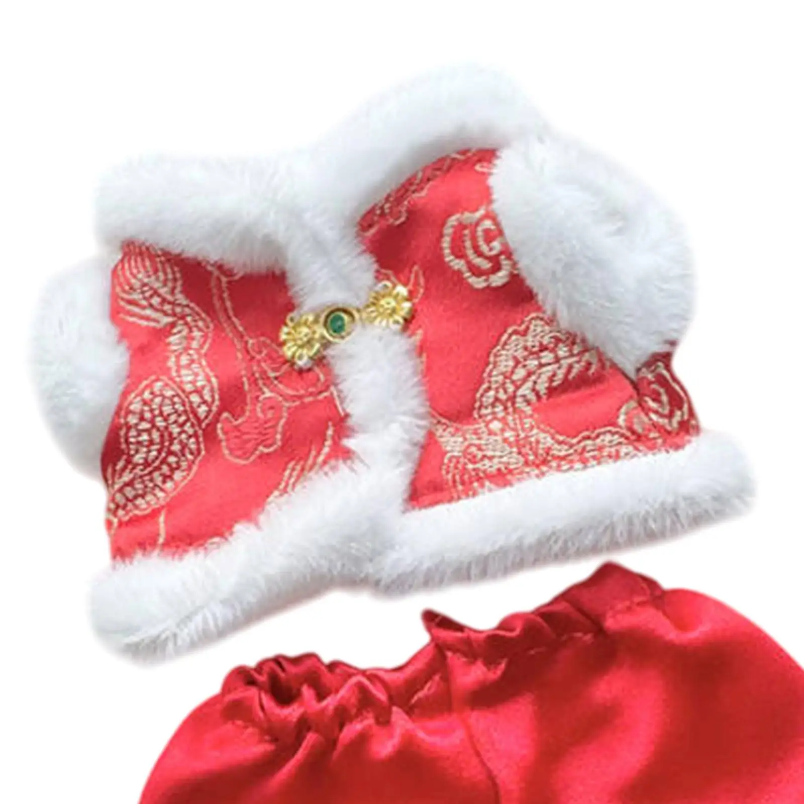 Roupas de boneca de pelúcia para 17cm boneca tang terno foto adereços moda confortável bonito vestir-se roupas de boneca traje de ano novo chinês