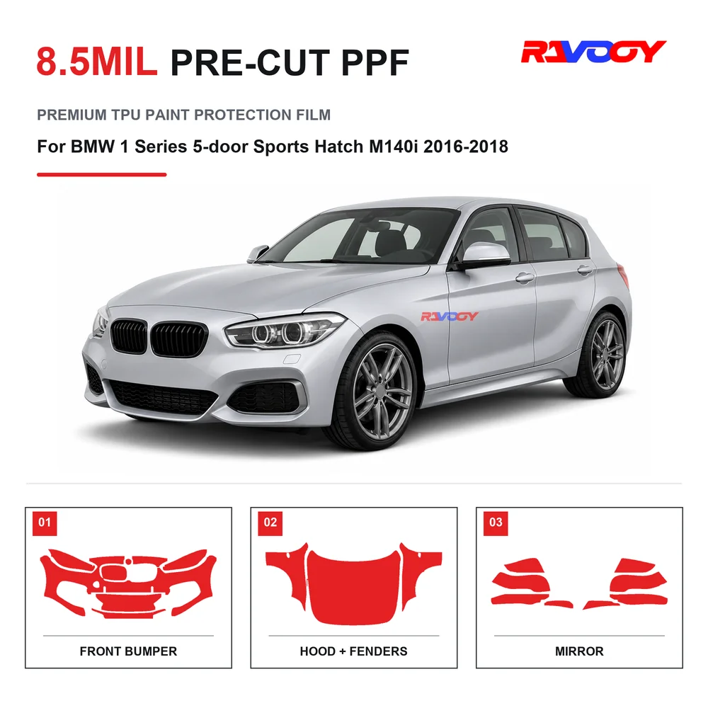 Precut PPF For BMW 1 Series 5-door Sports Hatch M140i 2016-2018 8.5mil TPU Clear Paint Protection Film Self Healing Hydrophobic