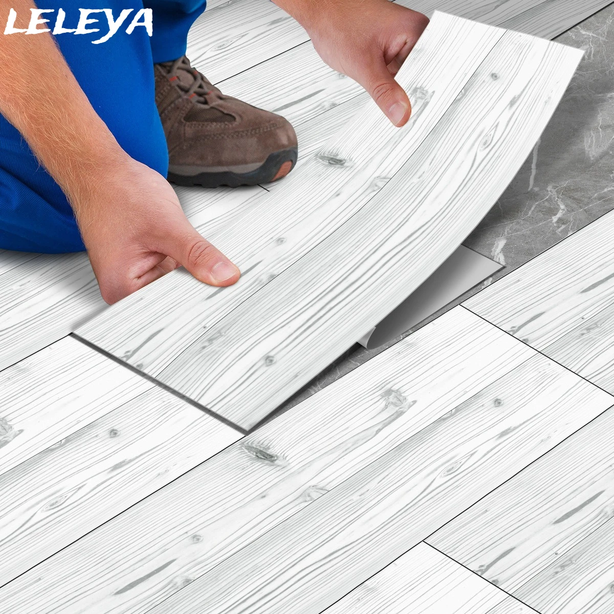 

Classic Wood Grain Floor Tile Peeling Adhesive Waterproof Home Kitchen Living Room Floor Decoration Selfadhesive Wallpaper