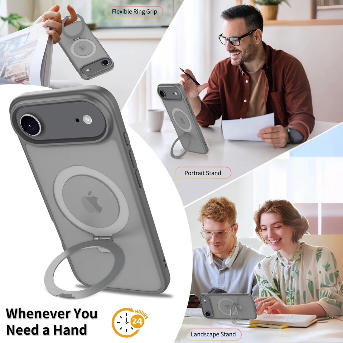Für iPhone 17 Air 2025 Handyhülle mit integriertem Ständer, kompatibel mit MagSafe, stoßfeste, schlanke, durchscheinende, matte Handyhülle – Detail 11