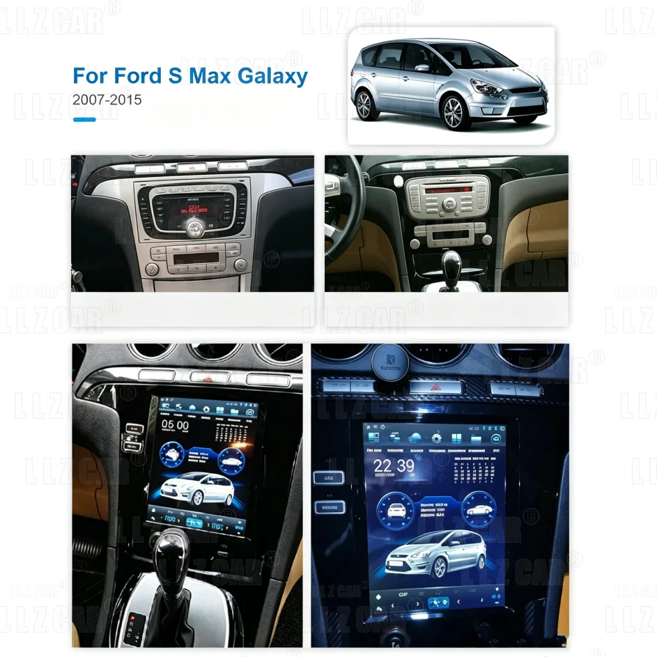 12.1 inch Vertical Touch Screen Android 13 Player For Ford S Max Galaxy 2007-2015 GPS Audio Stereo auto Radio Head Unit Carplay