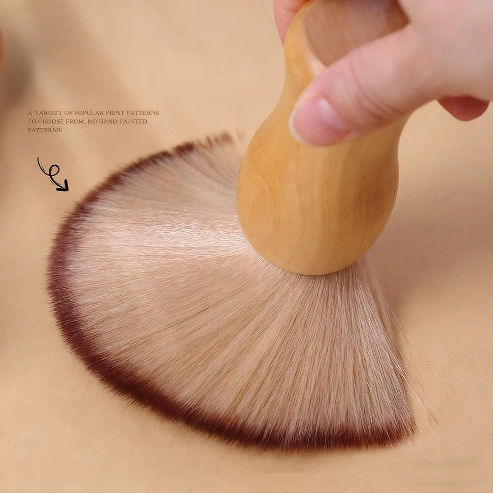 Luxury Nail Art Brush Wooden Handle Cleaning Brush Nail Dust Brush Fan-Shaped Nail Tool for Dust Removal Home Use