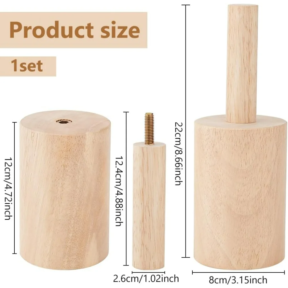 8.6x3 inch Cup Pottery Molds, Wood Pottery Tools with Handle Pottery Molds Set for Clay Rib Wooden Shaping Porcelain Cup