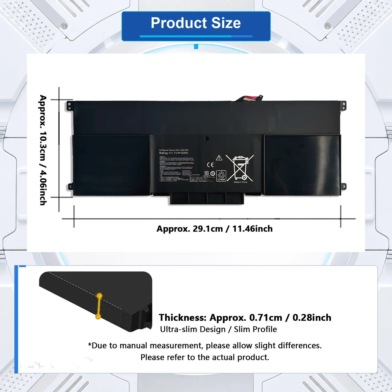 C32N1305 50Wh 11.1V Laptop Battery For ASUS ZenBook UX301 UX301L UX301LA C32N1305