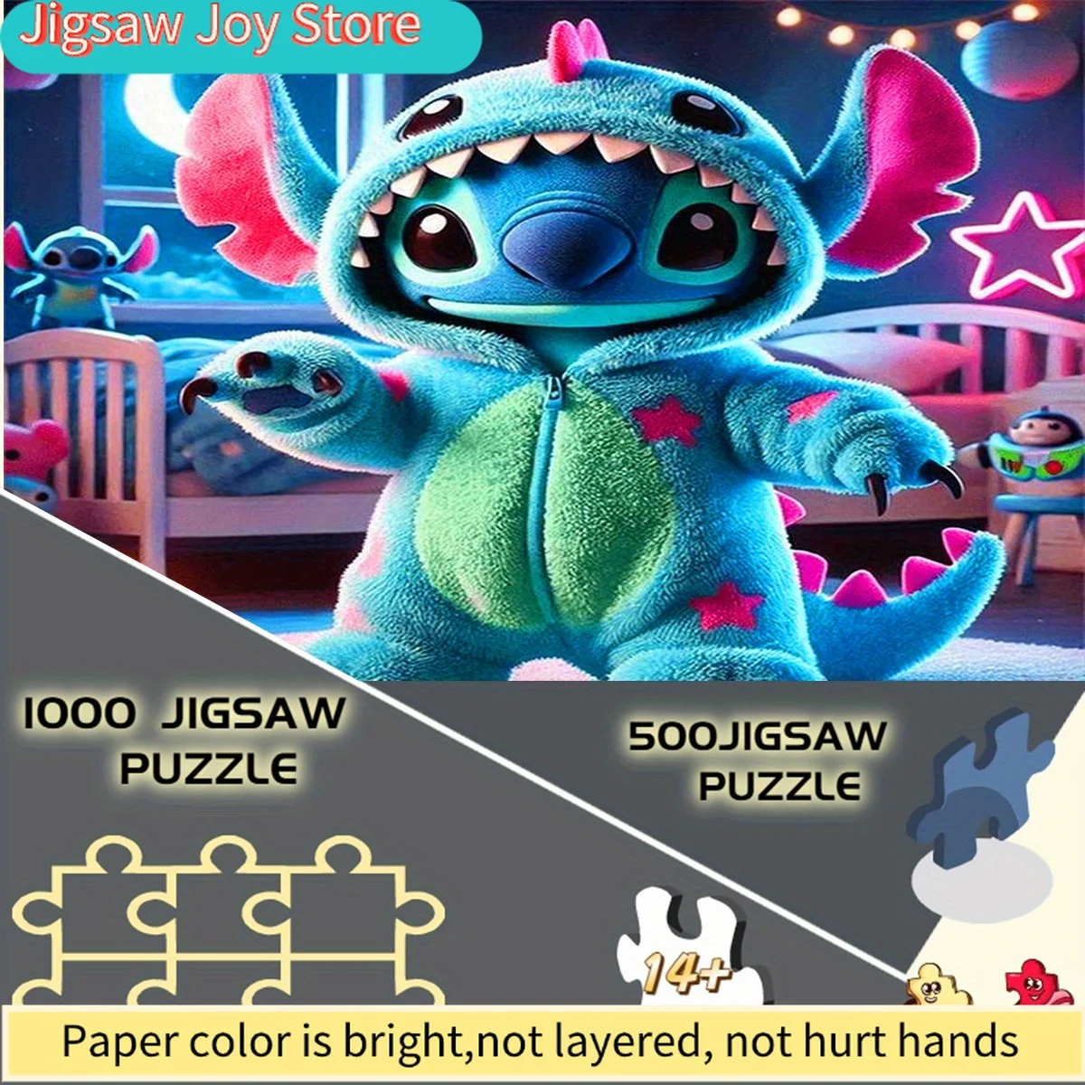 

Пазл-конструктор Disney/Disney, DIY, с изображением милого щенка Стич, ночная версия, для домашнего отдыха, встреч с друзьями, дня рождения