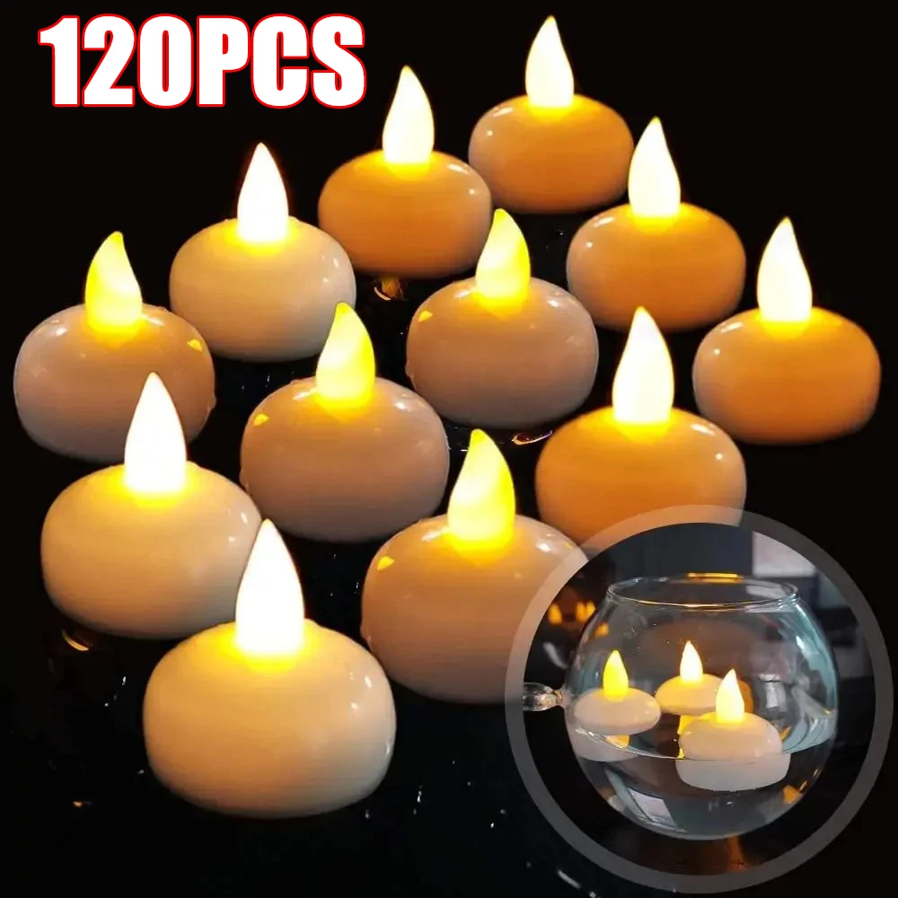 LED Flameless Floating Candle Battery Operated Waterproof Flash Tealights Candles Light For Pool SPA Bathtub Wedding Party Decor