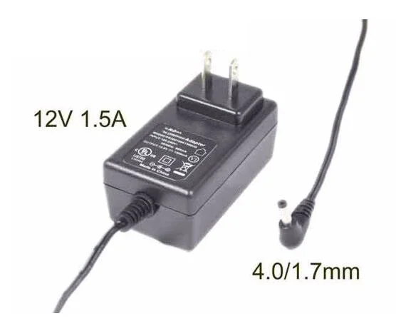 Power Adapter PS18P120K1500UD, 12V 1.5A, Barrel 4.0/1.7mm, US 2-Pin Plug