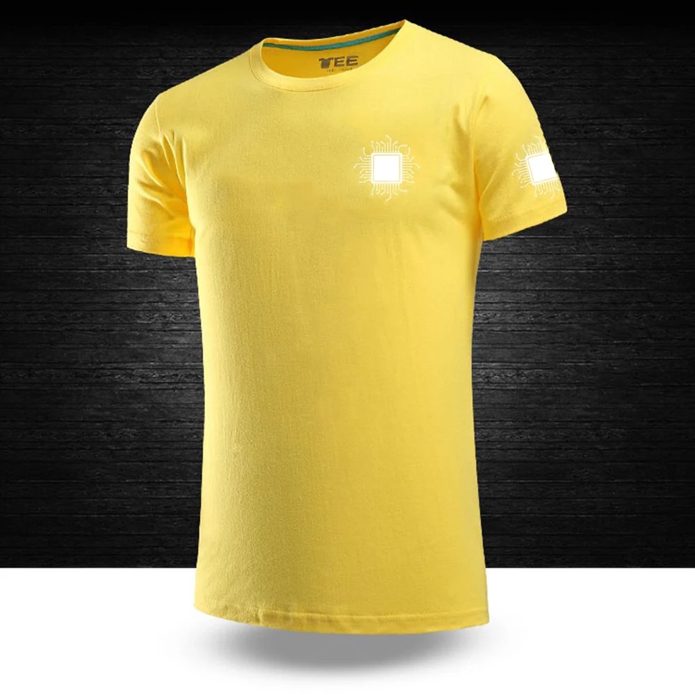 2025 Summer CPU Processor Circuit Diagram Logo Print Men's Classic Round Neck Sports Loose Moisture Wicking Short Sleeve T-Shirt