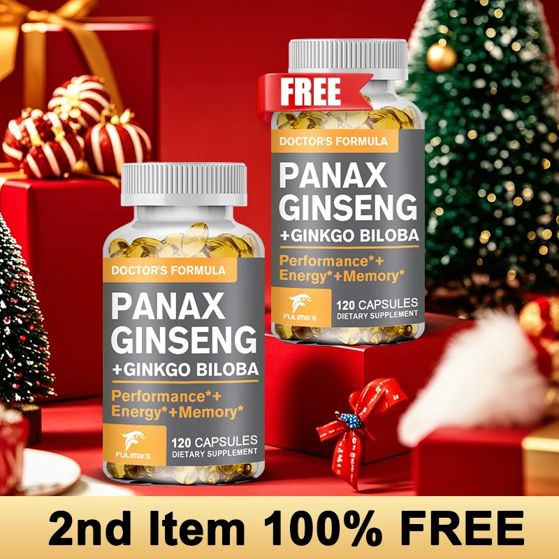 

Pure Panax Ginseng & Ginkgo Biloba Supplement, for Cognitive Boost, Enhances Mental Clarity, Blood Flow to Brain, Improves Mood