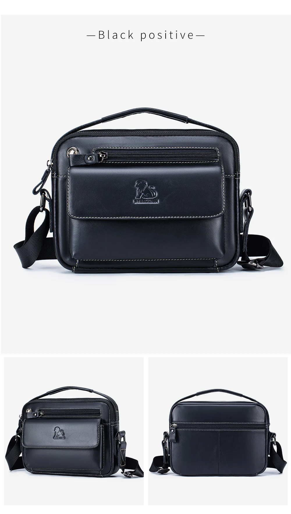 STEEL LION Herren-Umhängetasche aus Rindsleder, lässige Sporttasche, horizontale Handytasche aus echtem Leder – Detail 10