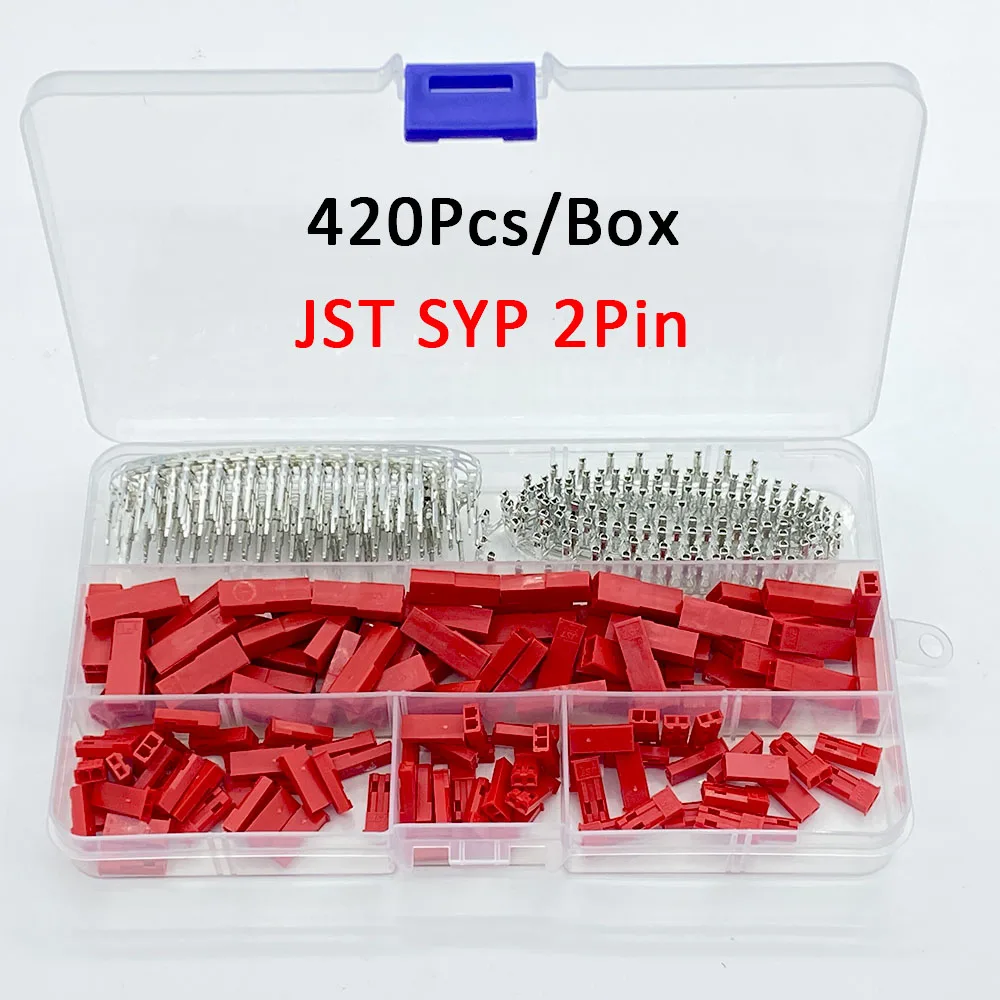 JST SYP 2Pin Female & Male 2.54mm Red Plug Socket Housing Header Crimp Terminal Electrical Connector Kit for RC Lipo Battery