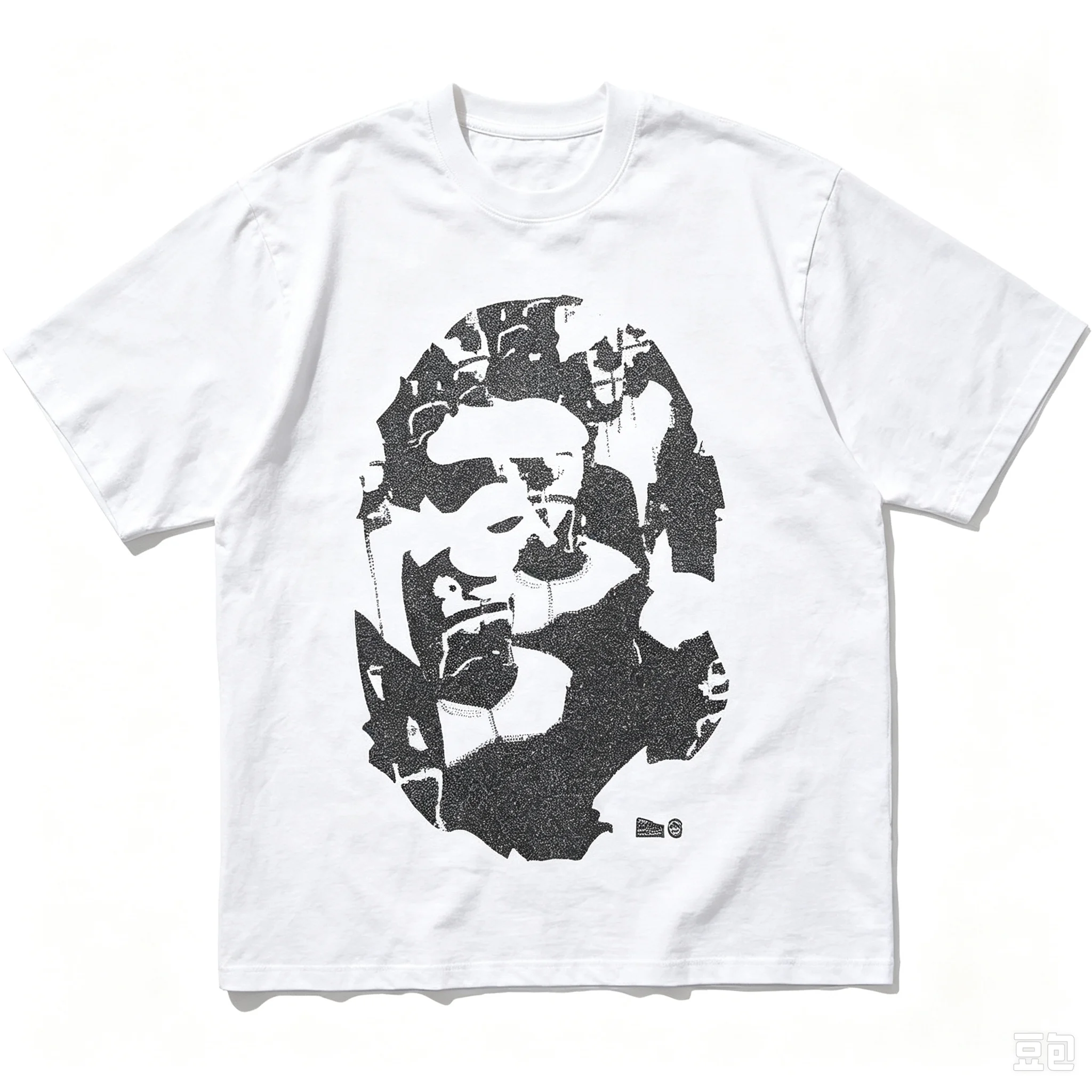 2026 Unisex Solid Black Oversized Head Print Cotton Tee Men Women Short Sleeve Keep Calm