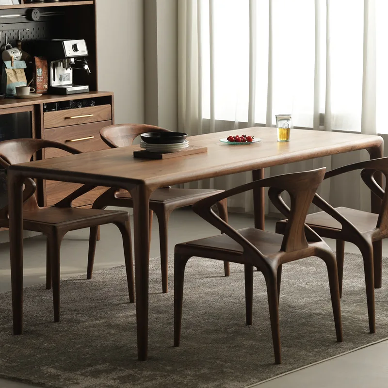 Mesa de jantar retangular de madeira maciça para casa, móveis para sala de jantar