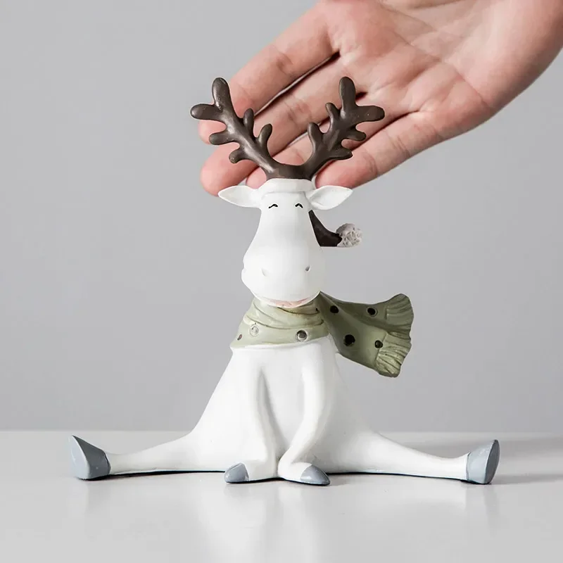 Lovely Home Deer Decorations Creative White Deer Figurines Christmas Office Living Room Decorations Easter Room Desk Ornament