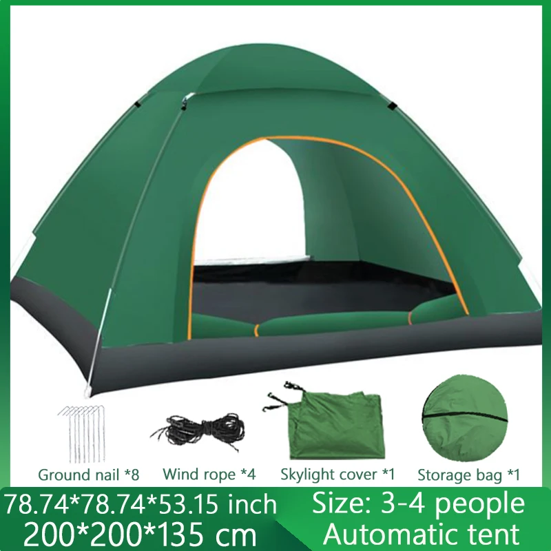 

Outdoor Camping Tent 3-4 people Quick Automatic Opening Waterproof Picnic Shelter Family Beach Large Space Pop UP Portable tent