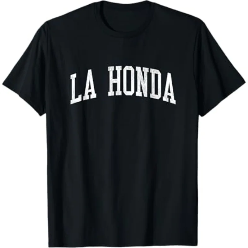

Honda Men's and Women's T-Shirt Summer Racing Motorcycle Riding Short Sleeve La Honda CA Vintage Athletic Sports Trend Top