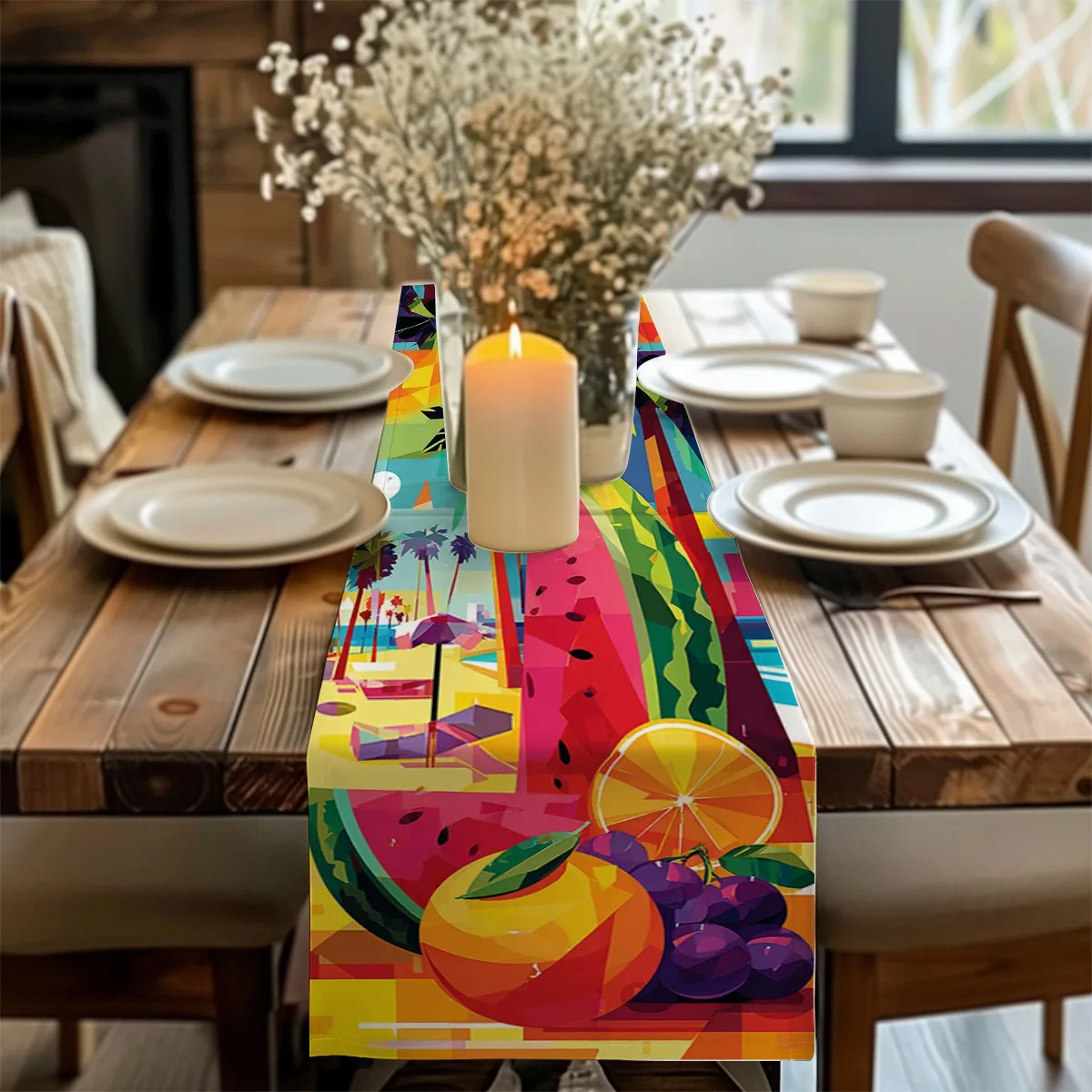 decorations table runner Tropical Fruit Summer Vibes Print Long cloth for party decoration kitchen and farmhouse tabletop decora