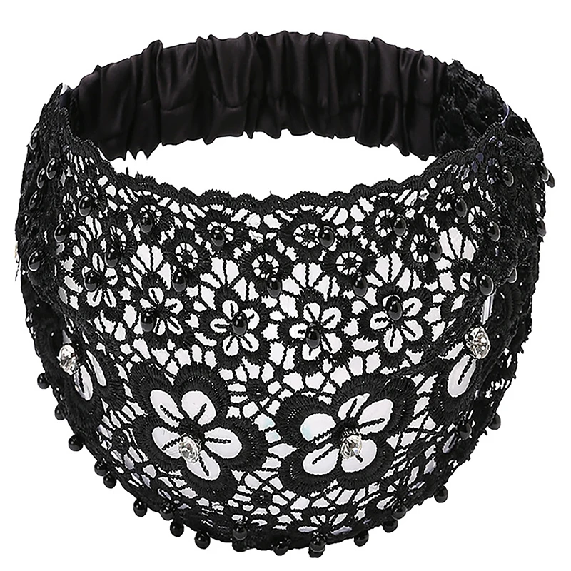 4 color Ladies Khaki-Colored Faux Pearl Hollow Flowers Decor Bohemian Style Headband Suitable For Casual Cute Vintage Hairbands