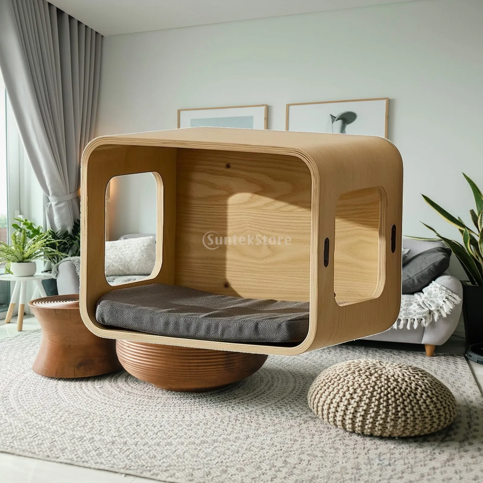 Cat Wall Shelf Climbing Frame with Cushion for Small Spaces Indoor Cat House for Resting and Observing