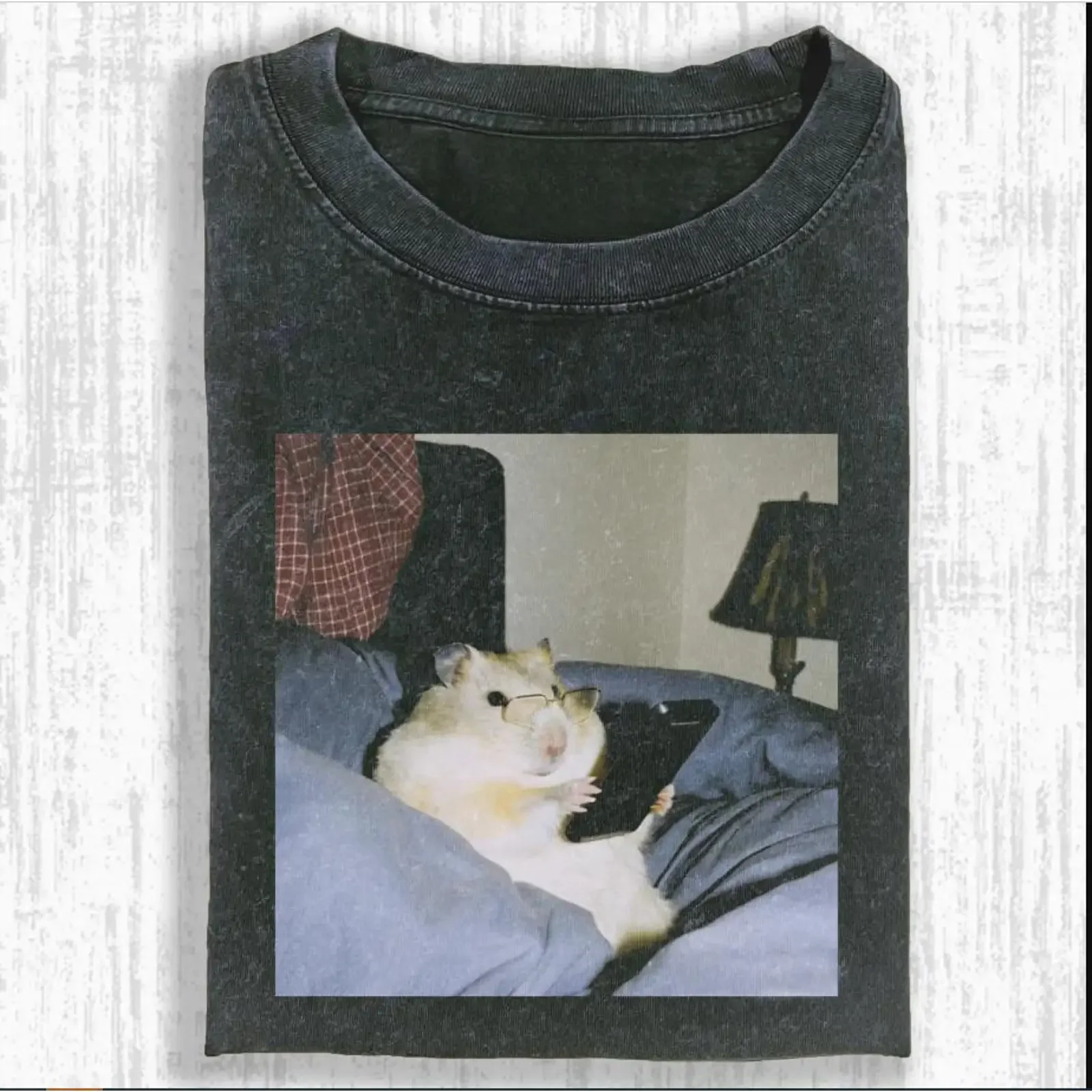 Funny Hamster Reading T Shirt Lover Pet Owner vintage Washed Versatile Soft Stretched Breathable homme Casual