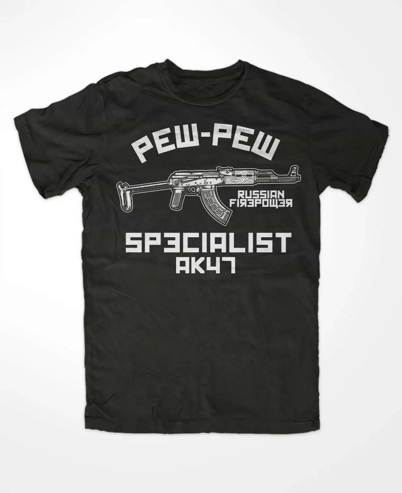 PEW-PEW Kalaschnikow AK-47 Assault Rifle T-Shirt 100% Cotton O-Neck Short Sleeve Summer Casual Mens T-shirt Streetwear