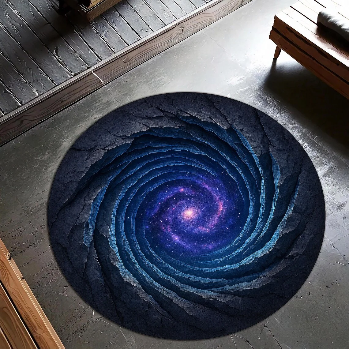 Mystical Galaxy Circle Rug – Celestial Magic-Inspired Round Mat for Witchy & Cosmic Home Decor