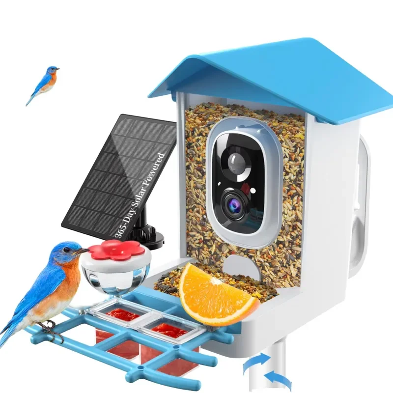 AI intelligent bird feeder 2.5K high definition camera, automatic capture and identification of birds, solar powered outdoor