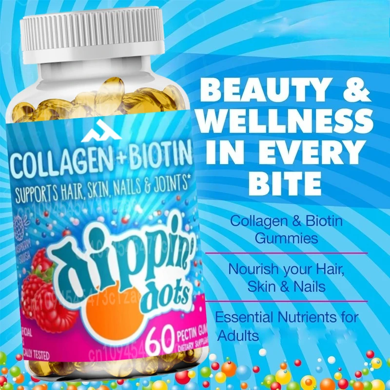 

Collagen Gummies - Hair, Skin, and Nail Support, Vegetarian, Non GMO, Gluten Free