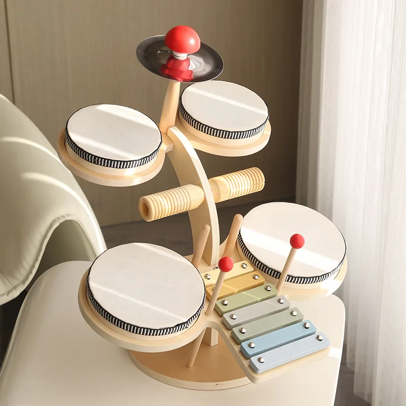 Wooden Multifunctional Drum Set Musical Kids Educational Wooden Toy