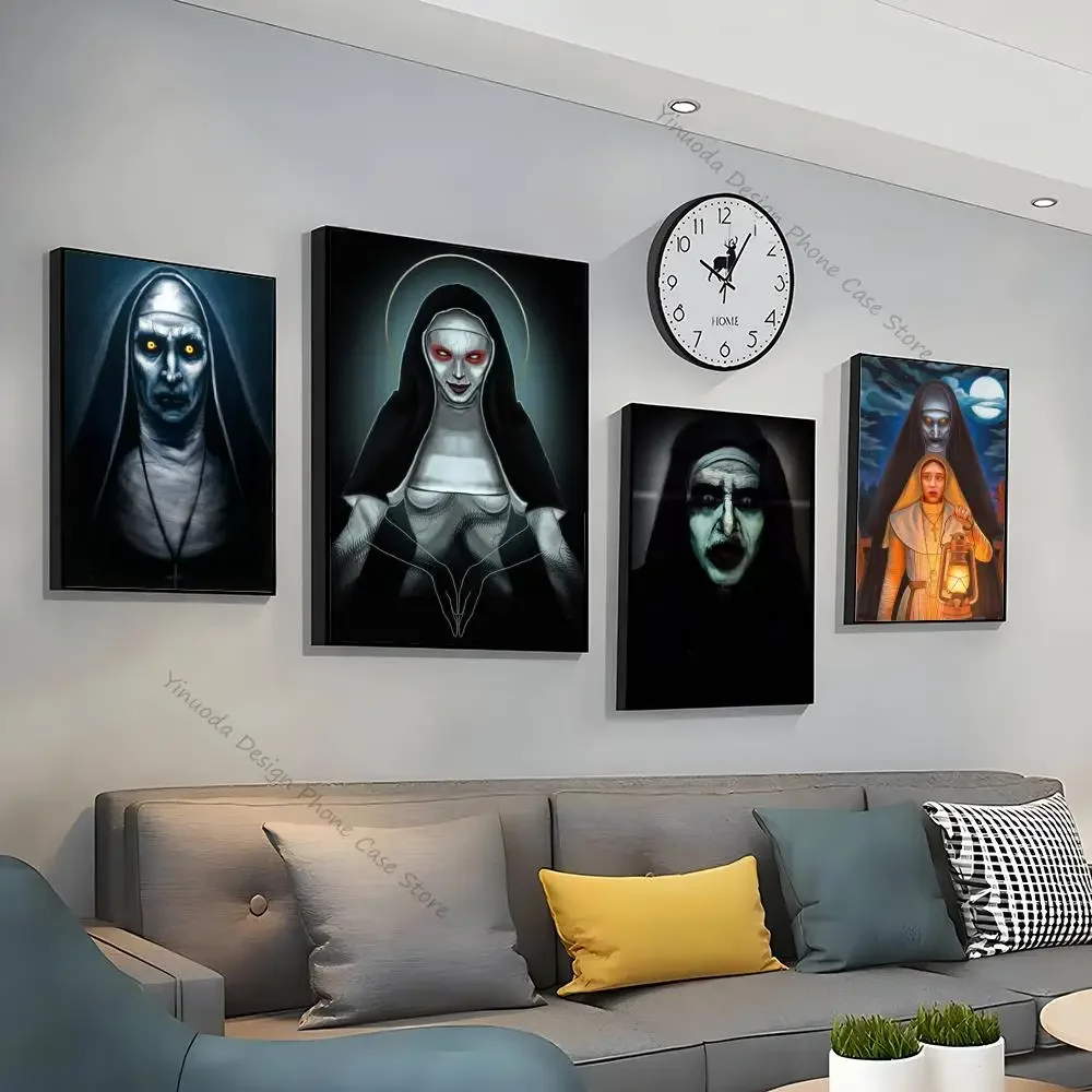 1pc The Nun Demon Horror Movie Ghost Halloween Poster Paper Print Home Bedroom Entrance Bar Cafe Art Painting Decoration