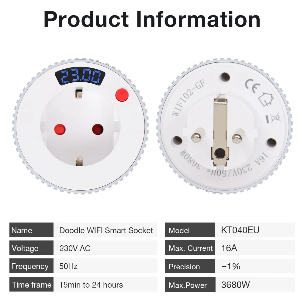 Tuya WiFi Automatic Timer Socket 16A Charger Countdown Timer Switch Timing Controller for Kitchen Appliances EU Plug 230V