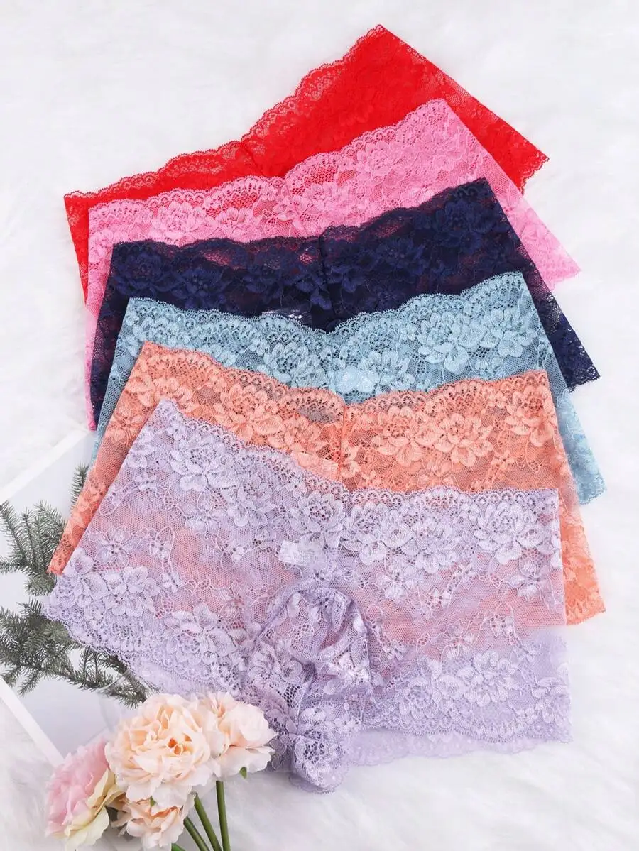 

6-Pack Solid Color Lace Mens Boxer Briefs Soft Comfortable Underwear